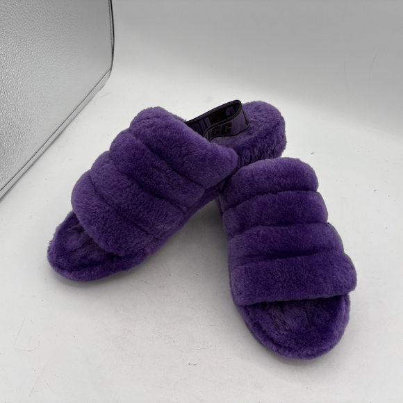 UGG Fluff Yeah Sheepskin Slides Mussel Shell Purple US 10 Slingback 1095119 - Picture 13 of 14